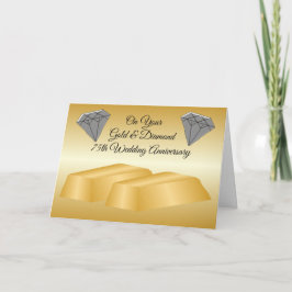 Cartão Dourado Diamond Personalizado 75º Aniversário de C