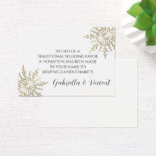 Cartão Dourado do favor da caridade do casamento