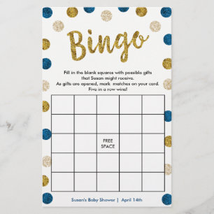 Cartão Dourado e Azul com Bolsa de Bingo, de 2 la