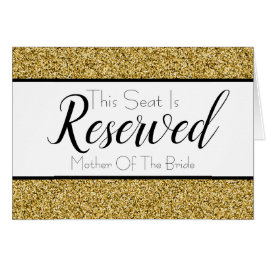 Cartão Dourado Faux Glitter Reservado Sinal de Casamento