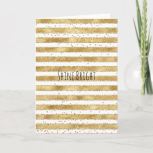 Cartão Dourado Glam Branco Glitz Stripes Pontos de Faísca