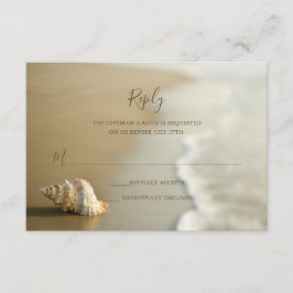 Cartão Dourado lindo do casamento de praia RSVP do