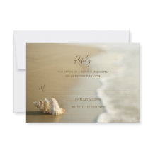 Cartão Dourado lindo do casamento de praia RSVP do