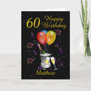 Cartão Dourado Preto para Celebração de 60.º Anive