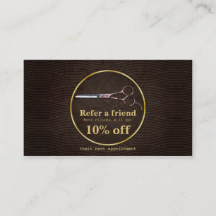 Cartão dourado retro da referência do cabeleirei