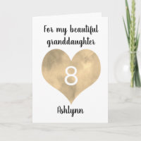 Dourado Watercolor Heart 8th Birthday
