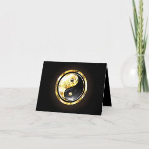 Cartão Dourado Yin Yang a preto