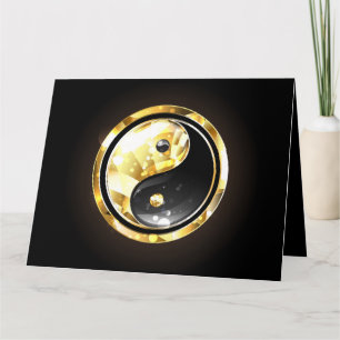 Cartão Dourado Yin Yang a preto