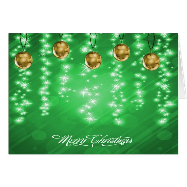 Cartão Dourados Baubles e White Glitter Natal (Frente Horizontal)