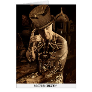 Cartão Doutor Crevan Steampunk Cyborg