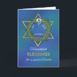 Cartão Doutor Hanukkah Bênção Estrela de David Dourado<br><div class="desc">Dourado aspecto e azul são as cores da frente deste cartão. Este cartão é um que você pode dar a um médico especial para cumprimentá-lo a ela neste próximo Chanucá. Prepare uma cópia deste cartão já hoje,  solicitando sua cópia agora! (As letras douradas e as estrelas são criadas digitalmente.)</div>