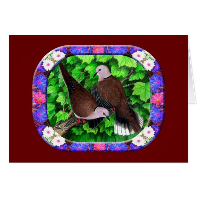 Cartão Dovas e Flores Fragmentadas (Frente horizontal)