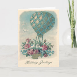 Cartão Dove Hot Air Balloon Rose Forget-Me-Not