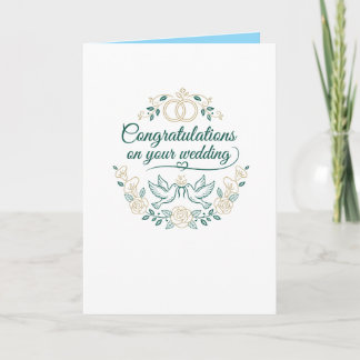 Cartão Doves and Roses, Wedding Congratulations BlankCard