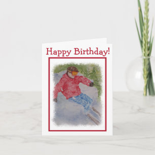 Cartão Downhill Skier Happy Birthday