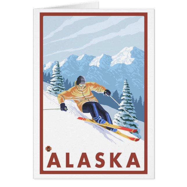 Cartão Downhill Snow Skier - Alasca (Frente)