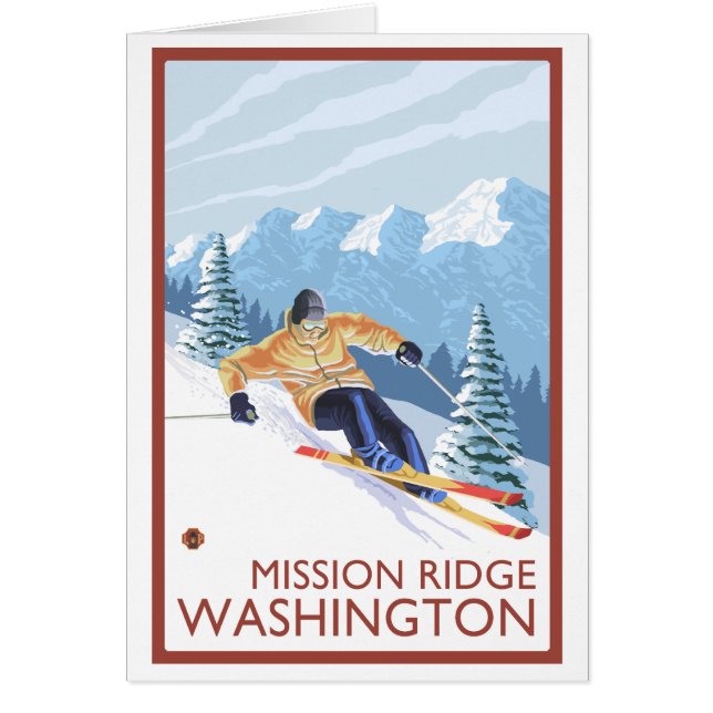 Cartão Downhill Snow Skier - Mission Ridge, Washington (Frente)