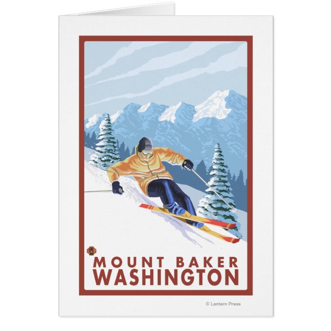 Cartão Downhill Snow Skier - Monte Baker, Washington (Frente)