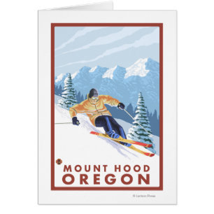 Cartão Downhill Snow Skier - Monte Hood, Oregon