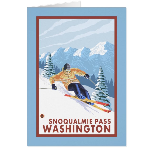 Cartão Downhill Snow Skier - Snoqualmie Pass, WA (Frente)
