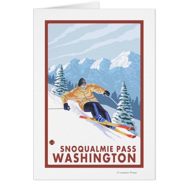 Cartão Downhill Snow Skier - Snoqualmie Pass, WA (Frente)