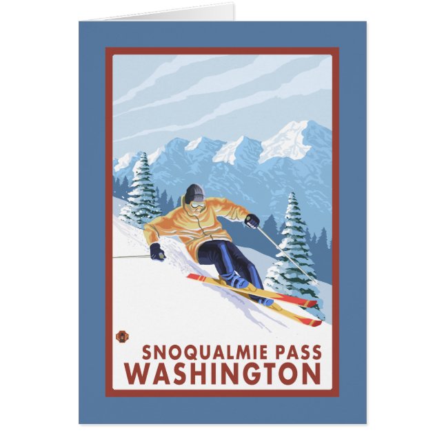 Cartão Downhill Snow Skier - Snoqualmie Pass, WA (Frente)