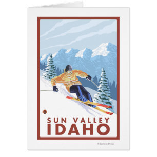 Cartão Downhill Snow Skier - Sun Valley, Idaho