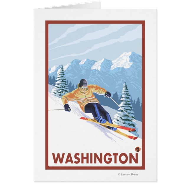 Cartão Downhill Snow Skier - Washington (Frente)
