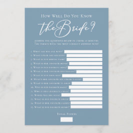 Cartão Downloadable Chic Blue Bridal Shower Trivia Game