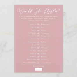 Cartão Downloadable Pink Bridal Shower Guess Game