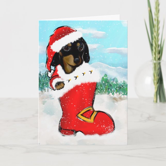Cartão Doxie Papai Noel (Frente)