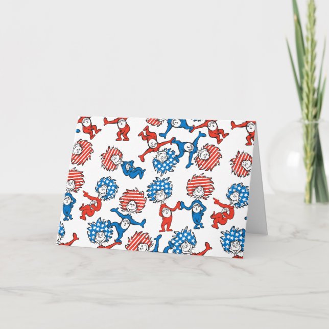 Cartão Dr. Seuss | Coisa Uma Coisa Dois Padrões de Bandei (Frente)