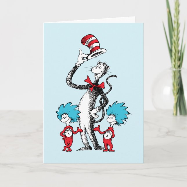 Cartão Dr. Seuss | Gato no Chapéu, Coisa Um e Coisa Dois (Frente)