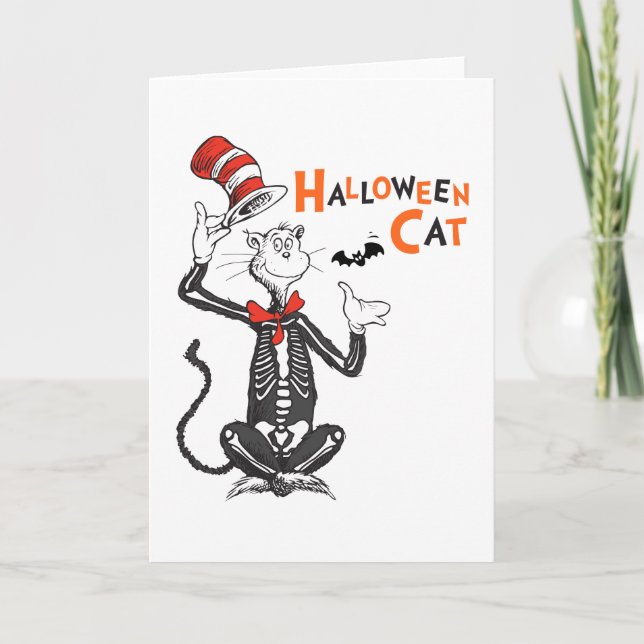 Cartão Dr. Seuss | Gato no Chapéu de Halloween (Frente)