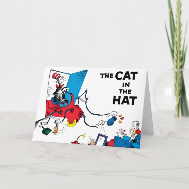 Cartão Dr. Seuss | Gato no Chapéu Limpa (Frente)