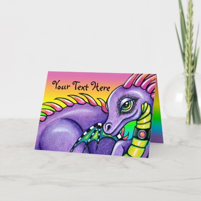 Cartão "Draco" Cute Baby Rainbow Dragon Greeting Card (Frente)