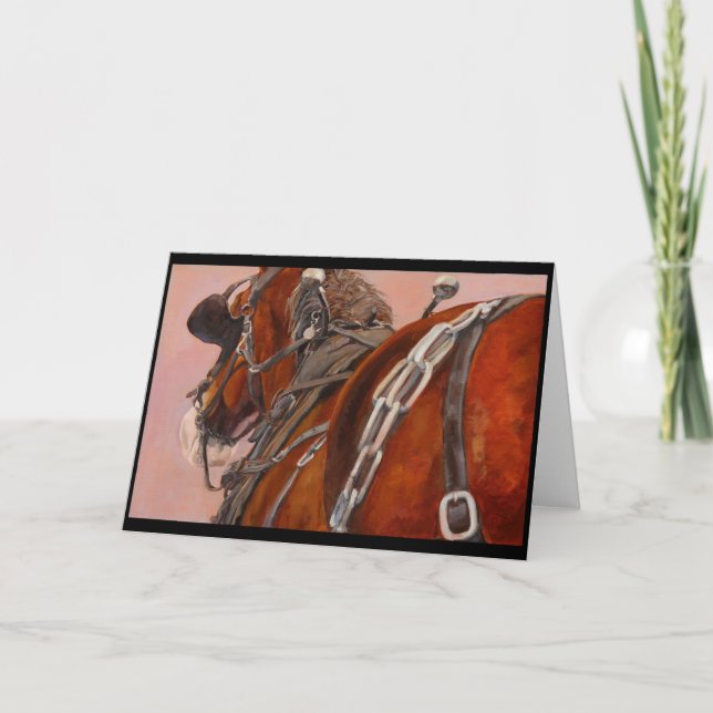 Cartão Draft horse in harness greeting card (Frente)