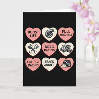 Cartão Drag Racing Valentine Candy Hearts