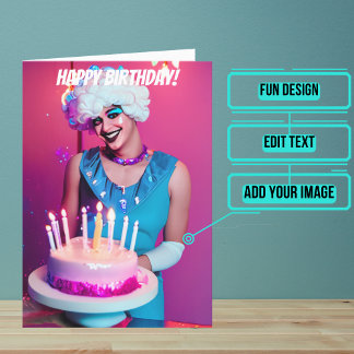 Cartão Drag Sorrindo Rainha Engraçada Aniversário