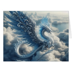 Cartão Dragão atordoante cercado por nuvens