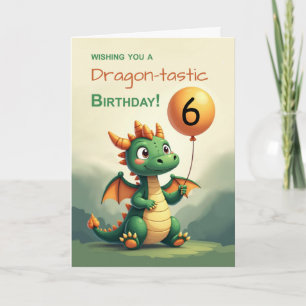 Cartão Dragão Cute de Aniversário de Idade Personalizada