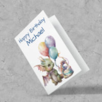 Dragão de Aniversário Bebê Personalizado Aquarela