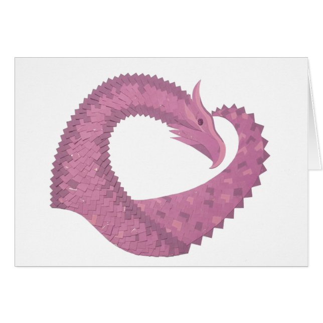 Cartão dragão de coração rosa em branco (Frente Horizontal)