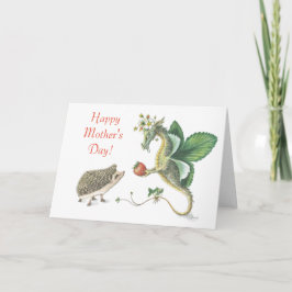 Cartão Dragão de Morango de Dia de as mães Feliz