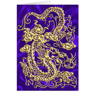Cartão Dragão Dourado com relevo no Impressão de Satin Ro