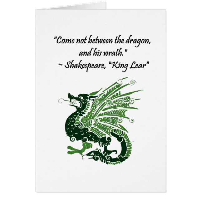 Cartão Dragão e Sua Fúria Shakespeare King Lear Cartoon (Frente)