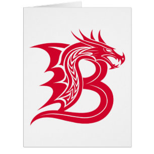Cartão Dragão - Letra Estiletada B, Dragão - Alfabeto, Mo