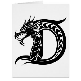 Cartão Dragão - Letra Estiletada D, Dragão - Alfabeto, Mo