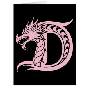 Cartão Dragão - Letra Estiletada D, Dragão - Alfabeto, Mo