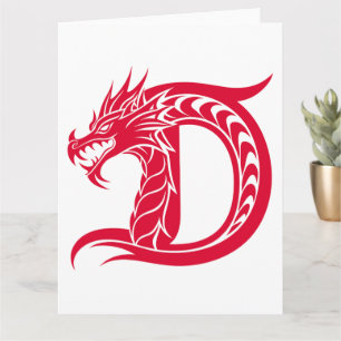 Cartão Dragão - Letra Estiletada D, Dragão - Alfabeto, Mo